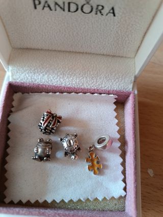  charms Pandora plata y amarillo