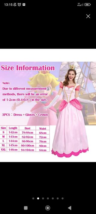 Disfraz Princesa Peach Talla Única