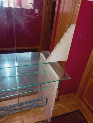 Mesa consola cristal y piedra