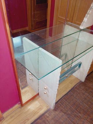 Mesa consola cristal y piedra
