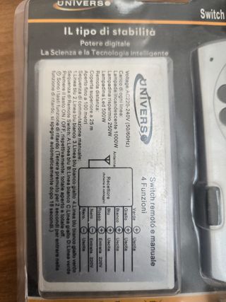 Switch Remoto e Manuale 4 Funzioni Universo
