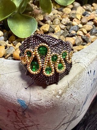 Anillo Plata 925 Baño Oro Negro