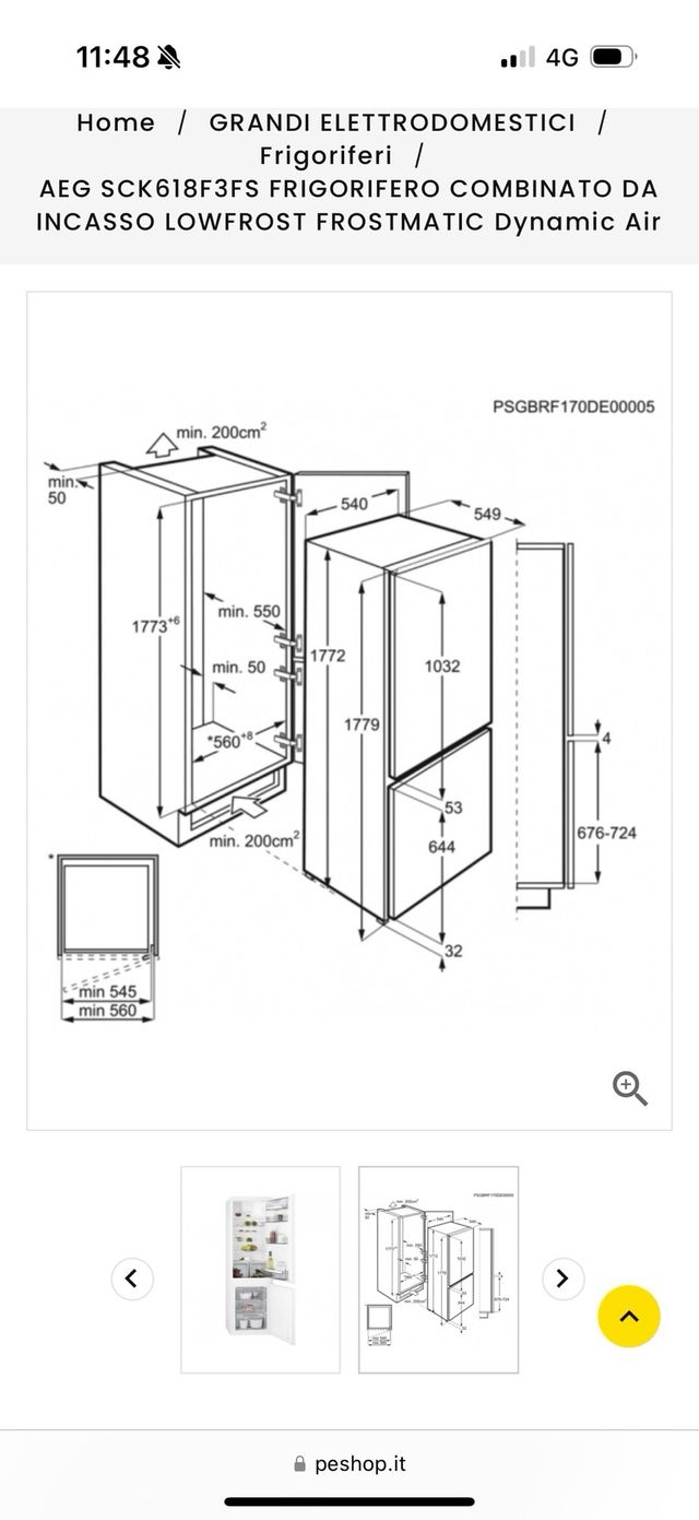 Frigorifero AEG Dinamic Incasso