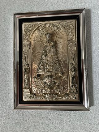 Cuadro Virgen Desamparados Metal Plateado