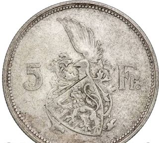 plata moneda Luxemburgo 5 Francos 1929