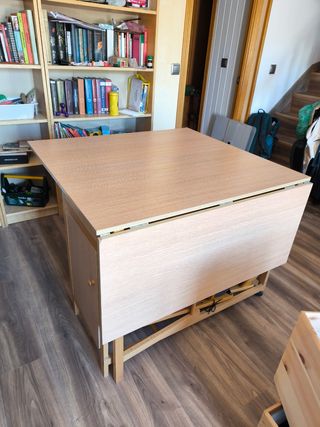 Mesa plegable comedor madera beige