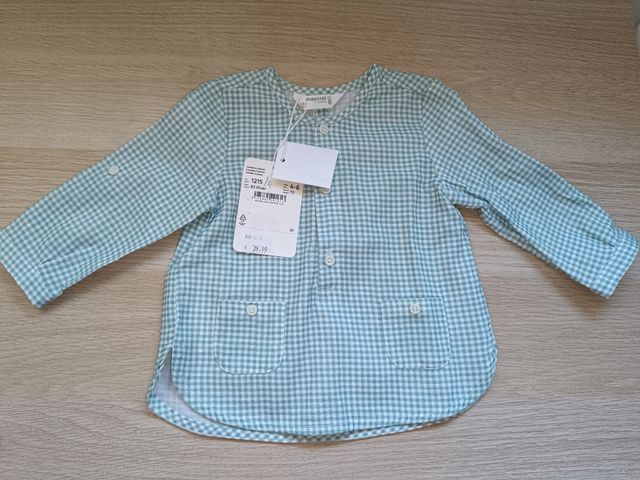 Conjunto Mayoral bebé cuadros verde y blanco