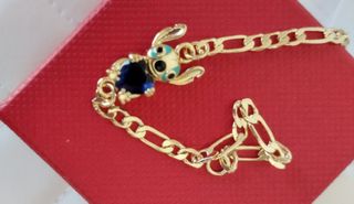 Pulsera de oro laminado 14k con figura de Stich 