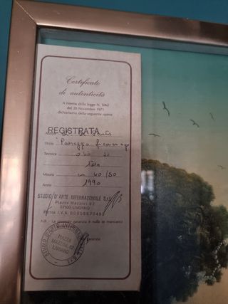 Quadro firmato, titolo
"Paesaggio Fiammingo"