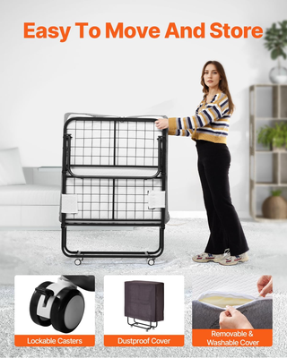 Letto Pieghevole con Materasso in Schiuma Singolo