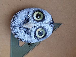 Pietra dipinta a mano Gufo