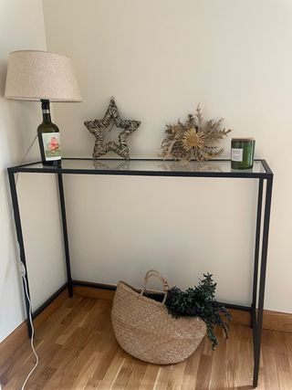 Tavolo consolle d'ingresso in vetro e metallo