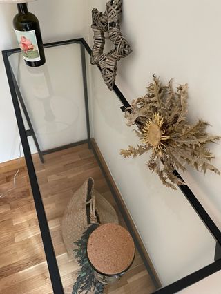 Tavolo consolle d'ingresso in vetro e metallo