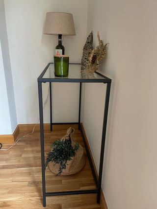 Tavolo consolle d'ingresso in vetro e metallo