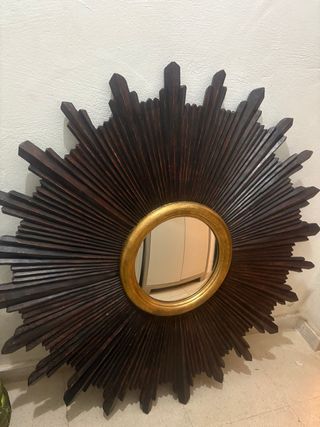 Espejo Sol Madera y Dorado