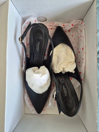 Zapatos Zendra Negros Tacón Slingback Cocodrilo