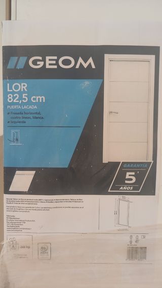 Puerta Interior Maciza Lacada Blanca Nueva 82,5cm 