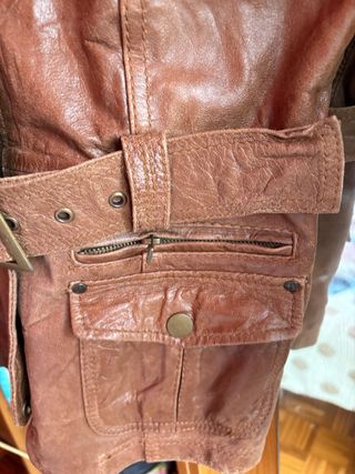 Chaqueta de Piel Caprina Marrón Talla XL