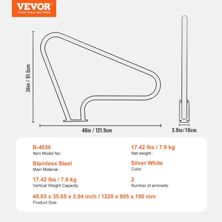 Corrimano per Piscina, Confezione 2, Ringhiera per