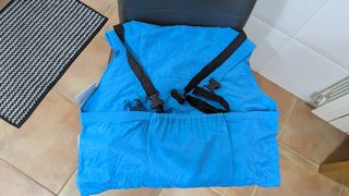 Trona de tela ajustable azul