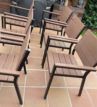 Conjunto 6 Sillas Exterior Imitación Madera