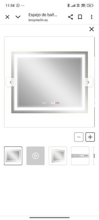 Espejo de baño LED 100x80cm táctil Bluetooth