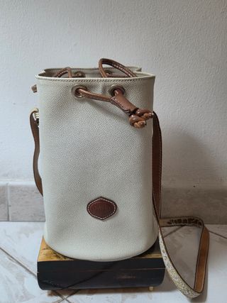 Borsa vintage anni '70 in pelle beige
