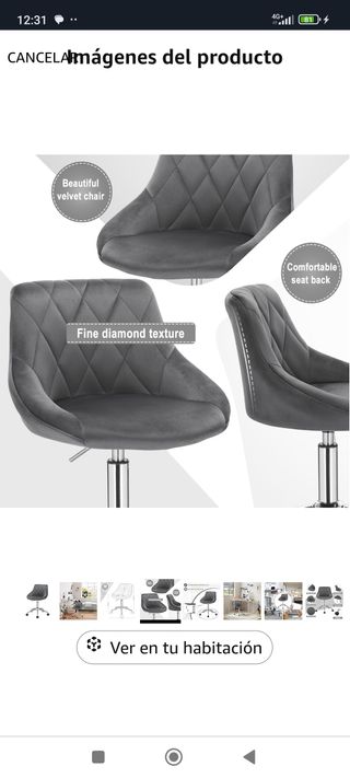 ✅Silla Escritorio tocador Giratoria gris nueva