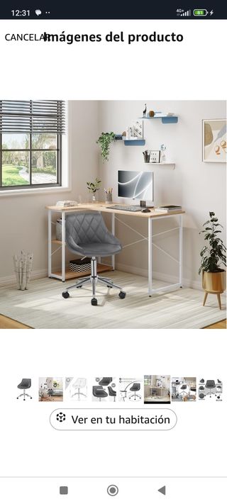 ✅Silla Escritorio tocador Giratoria gris nueva