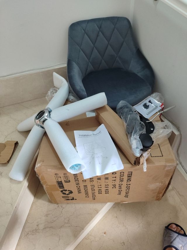 ✅Silla Escritorio tocador Giratoria gris nueva