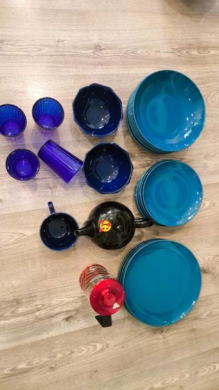 Set da tavola blu e verde