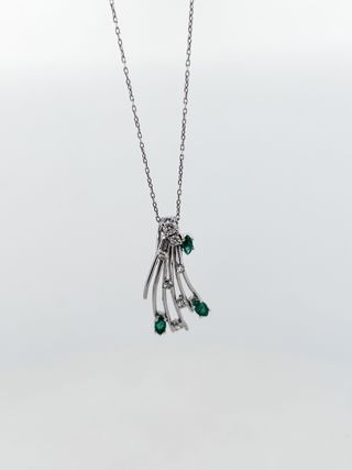 Colgante Vintage Oro Blanco Esmeraldas Diamante