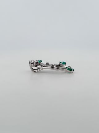 Colgante Vintage Oro Blanco Esmeraldas Diamante