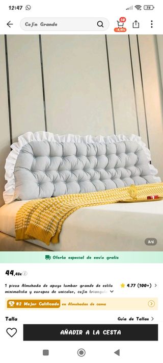 Cabecero acolchado beige cama 1.50