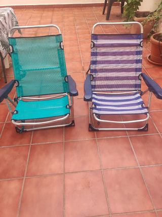 2 Sillas Playa Plegables Aluminio