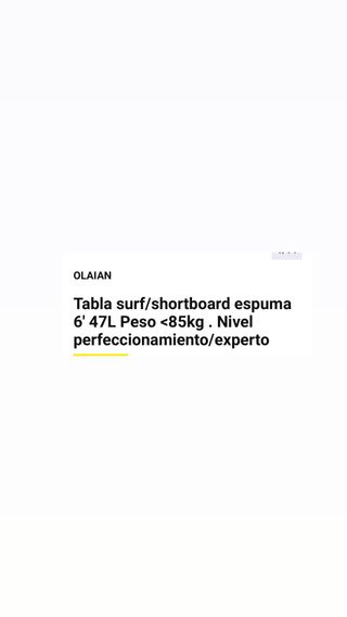 Tabla de surf de espuma OLAIAN blanca.