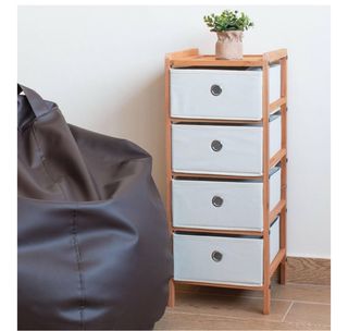 Cajonera de madera y tela