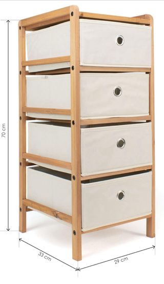 Cajonera de madera y tela