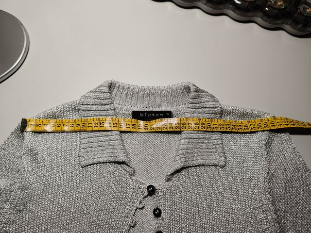 Chaqueta de punto metalizado plateada