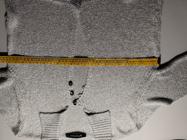 Chaqueta de punto metalizado plateada