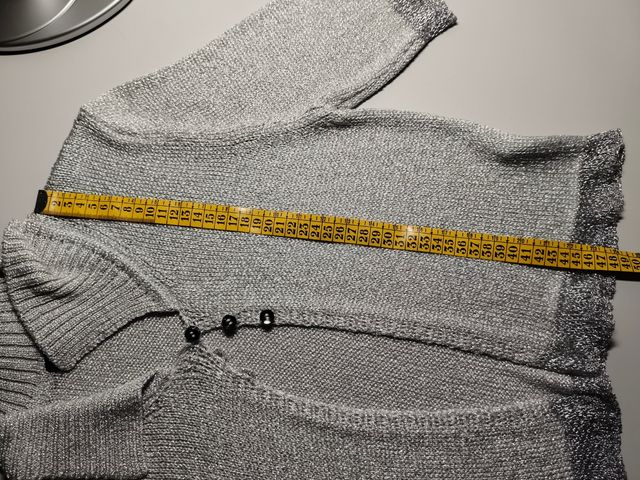 Chaqueta de punto metalizado plateada