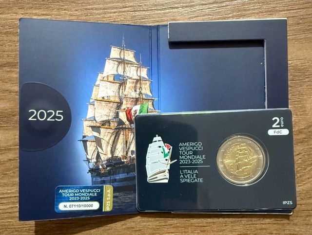 Moneda 2€ Italia Amerigo Vespucci 2025 BU coincard