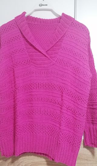 Jersey de punto rosa manga larga