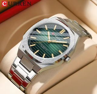 Reloj Curren Hombre Plata y Verde