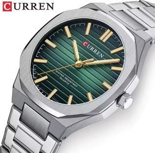 Reloj Curren Hombre Plata y Verde