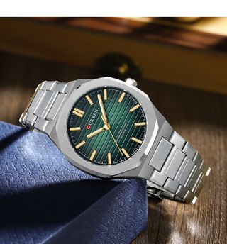 Reloj Curren Hombre Plata y Verde