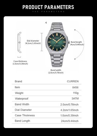 Reloj Curren Hombre Plata y Verde