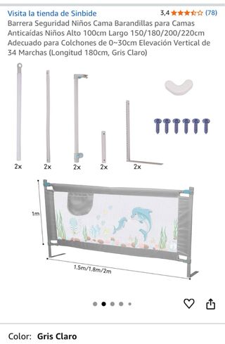 Barrera seguridad para cama infantil