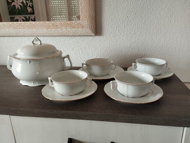 Juego consomé Sta Clara, porcelana