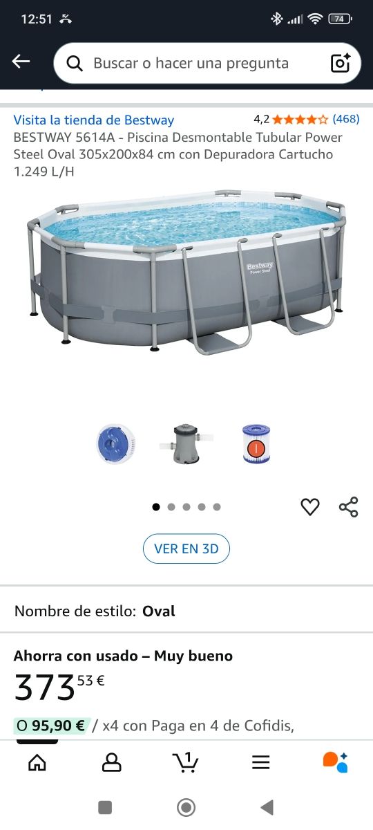 Piscina Desmontable Bestway Oval 305x200x84